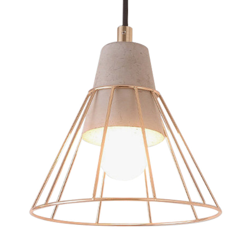 Nordic Style Caged Pendant Lamp 1 Bulb Metal Hanging Ceiling Light with Adjustable Cord in Gold Clearhalo 'Ceiling Lights' 'Modern Pendants' 'Modern' 'Pendant Lights' 'Pendants' Lighting' 1127504