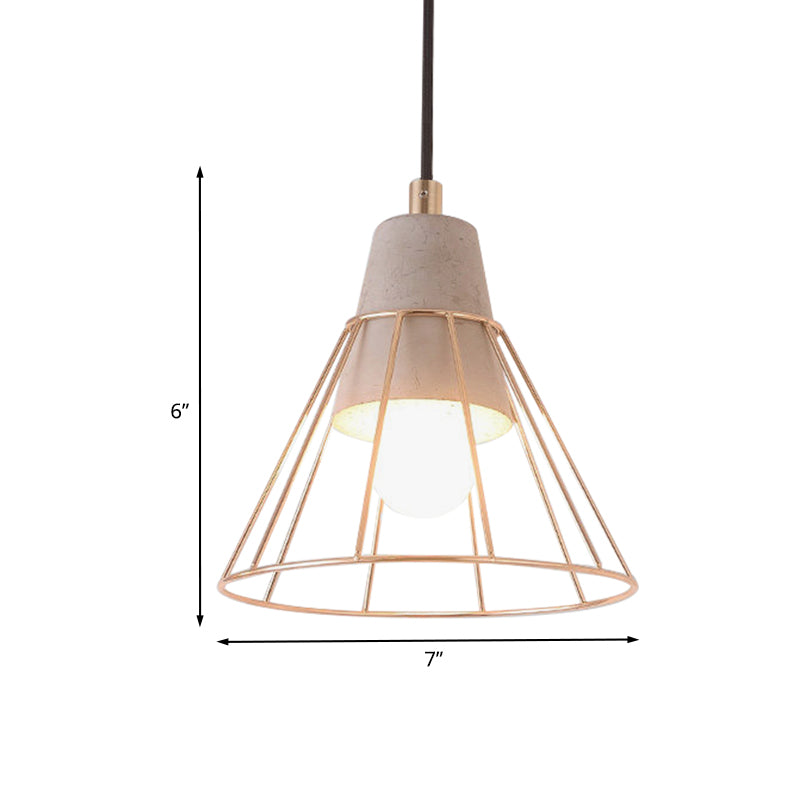 Nordic Style Caged Pendant Lamp 1 Bulb Metal Hanging Ceiling Light with Adjustable Cord in Gold Clearhalo 'Ceiling Lights' 'Modern Pendants' 'Modern' 'Pendant Lights' 'Pendants' Lighting' 1127505