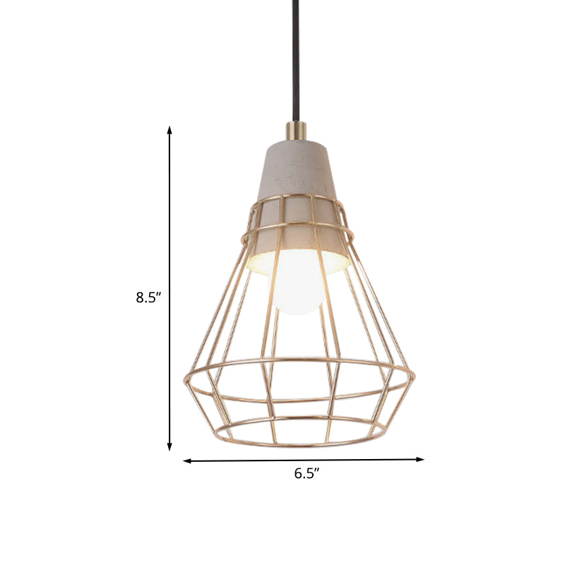 Nordic Style Caged Pendant Lamp 1 Bulb Metal Hanging Ceiling Light with Adjustable Cord in Gold Clearhalo 'Ceiling Lights' 'Modern Pendants' 'Modern' 'Pendant Lights' 'Pendants' Lighting' 1127510