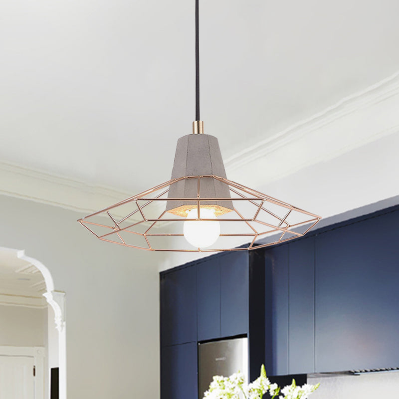 Nordic Style Caged Pendant Lamp 1 Bulb Metal Hanging Ceiling Light with Adjustable Cord in Gold Clearhalo 'Ceiling Lights' 'Modern Pendants' 'Modern' 'Pendant Lights' 'Pendants' Lighting' 1127512