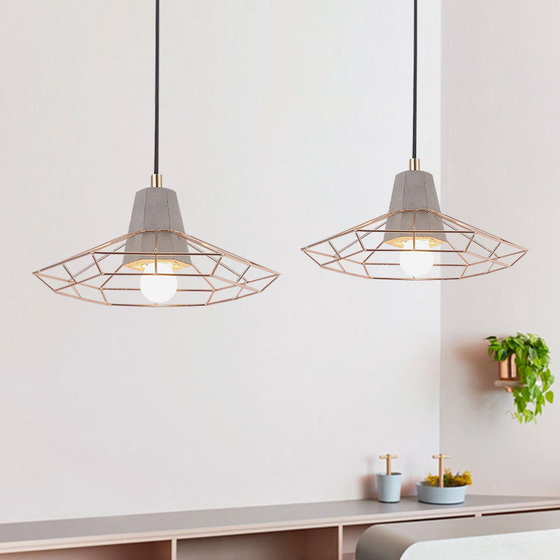 Nordic Style Caged Pendant Lamp 1 Bulb Metal Hanging Ceiling Light with Adjustable Cord in Gold Clearhalo 'Ceiling Lights' 'Modern Pendants' 'Modern' 'Pendant Lights' 'Pendants' Lighting' 1127513