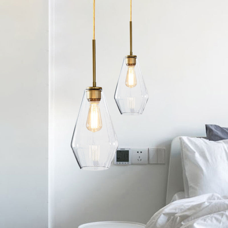 4.5"/9"/12" Wide Glass Shade Hanging Light with Brass Lamp Socket One Light Modern Pendant Light for Office Clear 6.5" Clearhalo 'Ceiling Lights' 'Glass shade' 'Glass' 'Modern Pendants' 'Modern' 'Pendant Lights' 'Pendants' Lighting' 1127516