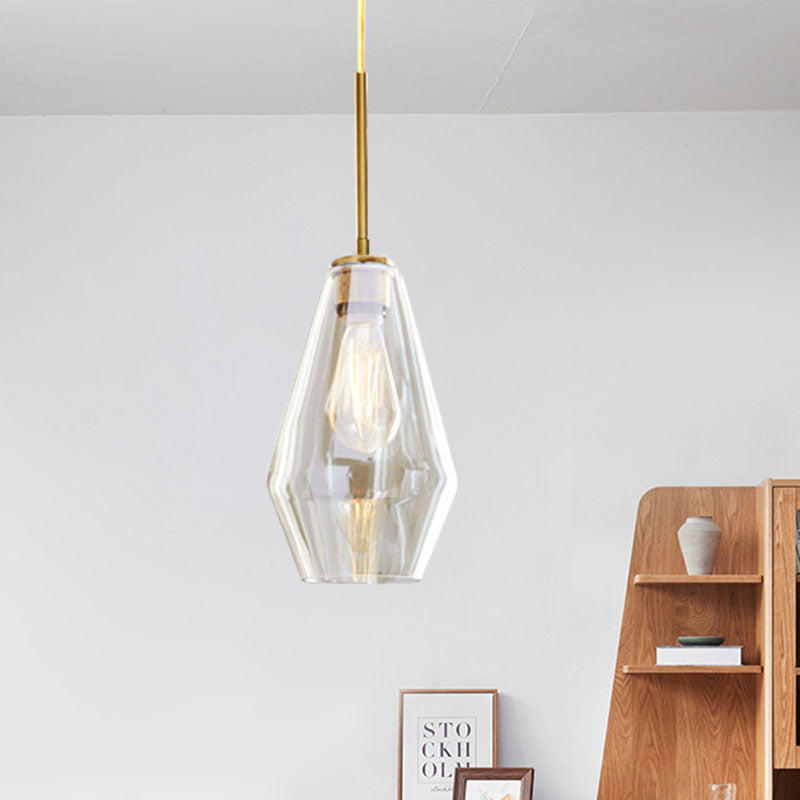 4.5"/9"/12" Wide Glass Shade Hanging Light with Brass Lamp Socket One Light Modern Pendant Light for Office Amber 6.5" Clearhalo 'Ceiling Lights' 'Glass shade' 'Glass' 'Modern Pendants' 'Modern' 'Pendant Lights' 'Pendants' Lighting' 1127521