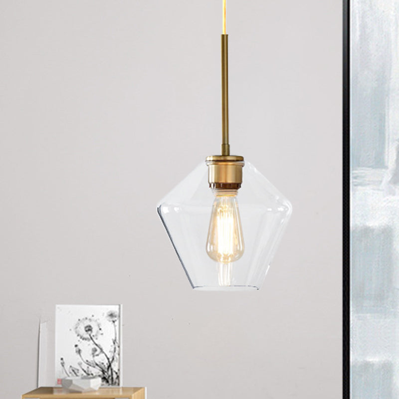 4.5"/9"/12" Wide Glass Shade Hanging Light with Brass Lamp Socket One Light Modern Pendant Light for Office Clear 9" Clearhalo 'Ceiling Lights' 'Glass shade' 'Glass' 'Modern Pendants' 'Modern' 'Pendant Lights' 'Pendants' Lighting' 1127525