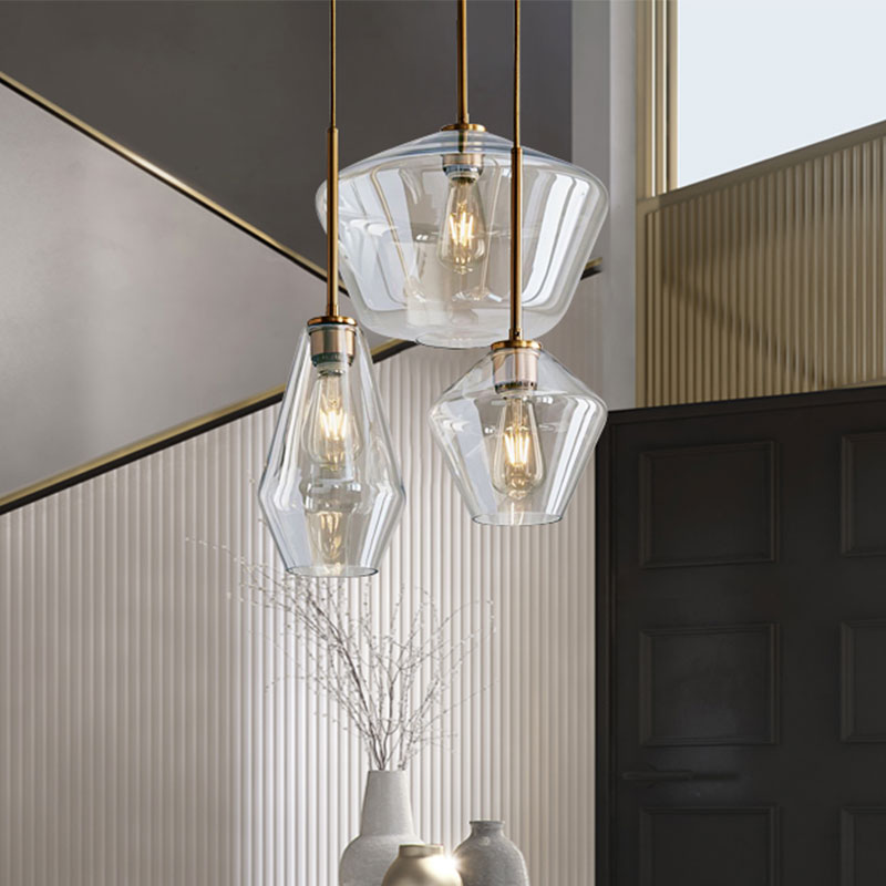 4.5"/9"/12" Wide Glass Shade Hanging Light with Brass Lamp Socket One Light Modern Pendant Light for Office Clear 12" Clearhalo 'Ceiling Lights' 'Glass shade' 'Glass' 'Modern Pendants' 'Modern' 'Pendant Lights' 'Pendants' Lighting' 1127534