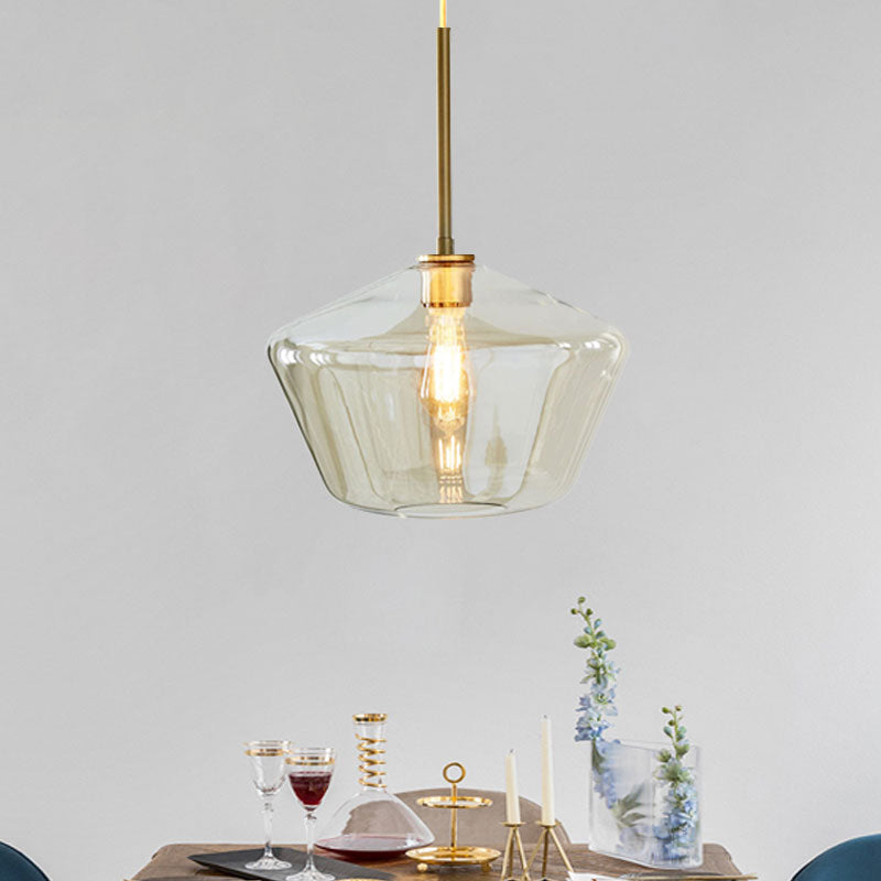 4.5"/9"/12" Wide Glass Shade Hanging Light with Brass Lamp Socket One Light Modern Pendant Light for Office Amber 12" Clearhalo 'Ceiling Lights' 'Glass shade' 'Glass' 'Modern Pendants' 'Modern' 'Pendant Lights' 'Pendants' Lighting' 1127539