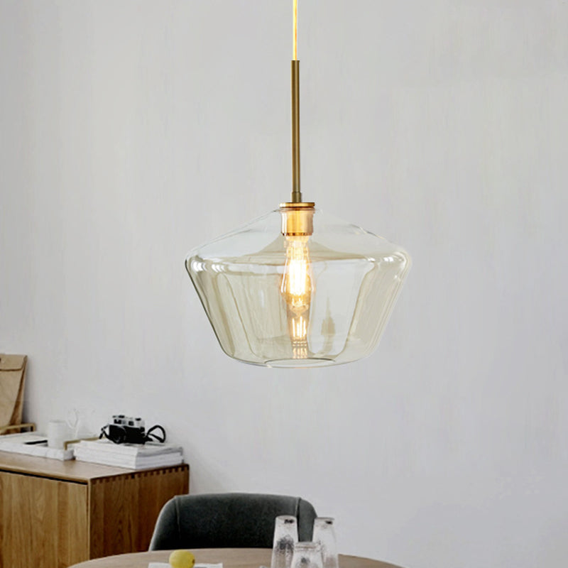 4.5"/9"/12" Wide Glass Shade Hanging Light with Brass Lamp Socket One Light Modern Pendant Light for Office Clearhalo 'Ceiling Lights' 'Glass shade' 'Glass' 'Modern Pendants' 'Modern' 'Pendant Lights' 'Pendants' Lighting' 1127540