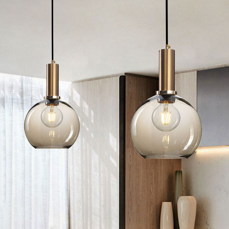 Curved Shade Living Room Pendant Lighting Amber/Clear Glass Simple Style Hanging Light with Brass Lamp Socket Clearhalo 'Ceiling Lights' 'Glass shade' 'Glass' 'Modern Pendants' 'Modern' 'Pendant Lights' 'Pendants' Lighting' 1127572