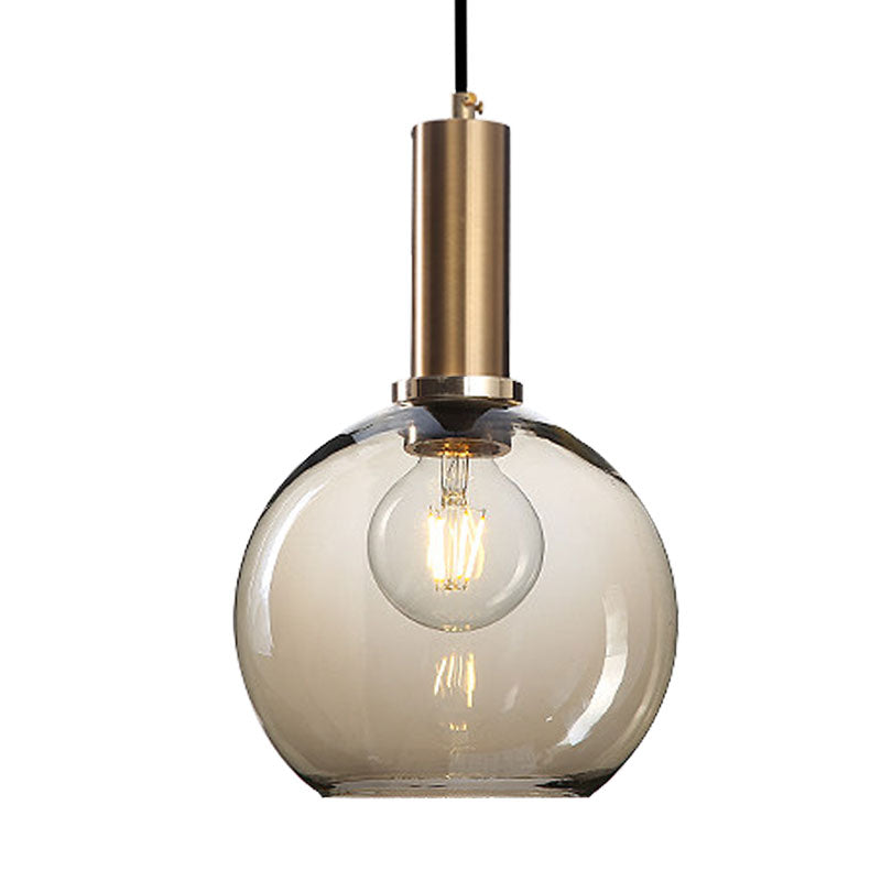 Curved Shade Living Room Pendant Lighting Amber/Clear Glass Simple Style Hanging Light with Brass Lamp Socket Clearhalo 'Ceiling Lights' 'Glass shade' 'Glass' 'Modern Pendants' 'Modern' 'Pendant Lights' 'Pendants' Lighting' 1127573