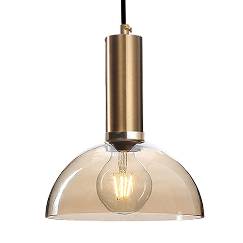 Curved Shade Living Room Pendant Lighting Amber/Clear Glass Simple Style Hanging Light with Brass Lamp Socket Clearhalo 'Ceiling Lights' 'Glass shade' 'Glass' 'Modern Pendants' 'Modern' 'Pendant Lights' 'Pendants' Lighting' 1127582