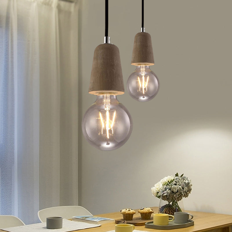 Cement Open Bulb Hanging Lamp 1 Light Minimalist Style Mini Pendant Light for Cafe Restaurant Clearhalo 'Ceiling Lights' 'Modern Pendants' 'Modern' 'Pendant Lights' 'Pendants' Lighting' 1127612