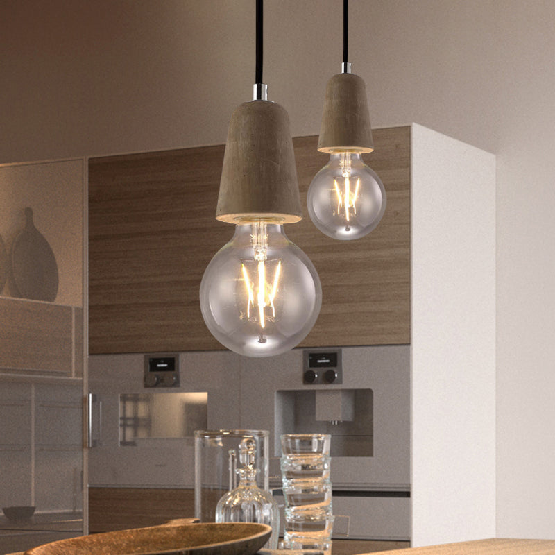 Cement Open Bulb Hanging Lamp 1 Light Minimalist Style Mini Pendant Light for Cafe Restaurant Clearhalo 'Ceiling Lights' 'Modern Pendants' 'Modern' 'Pendant Lights' 'Pendants' Lighting' 1127613