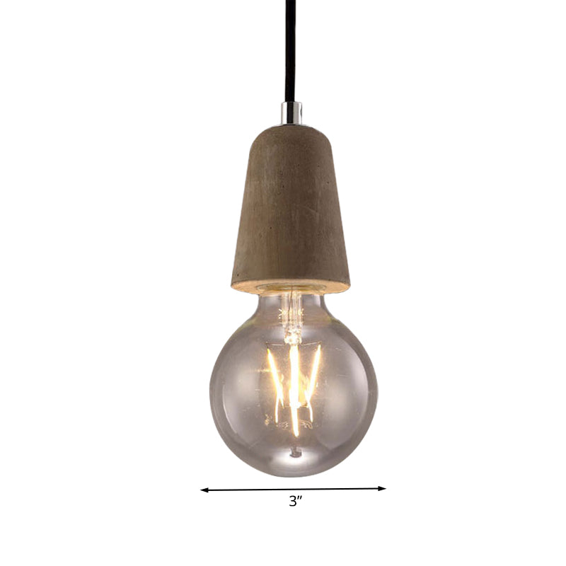 Cement Open Bulb Hanging Lamp 1 Light Minimalist Style Mini Pendant Light for Cafe Restaurant Clearhalo 'Ceiling Lights' 'Modern Pendants' 'Modern' 'Pendant Lights' 'Pendants' Lighting' 1127615