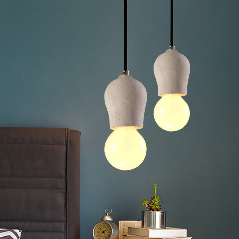 Cement Open Bulb Hanging Lamp 1 Light Minimalist Style Mini Pendant Light for Cafe Restaurant Clearhalo 'Ceiling Lights' 'Modern Pendants' 'Modern' 'Pendant Lights' 'Pendants' Lighting' 1127617