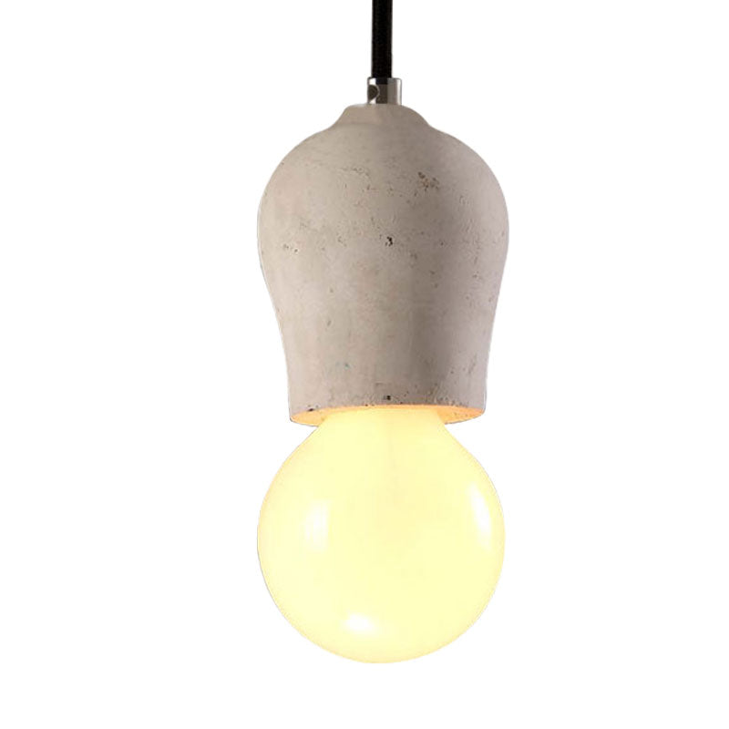 Cement Open Bulb Hanging Lamp 1 Light Minimalist Style Mini Pendant Light for Cafe Restaurant Clearhalo 'Ceiling Lights' 'Modern Pendants' 'Modern' 'Pendant Lights' 'Pendants' Lighting' 1127618