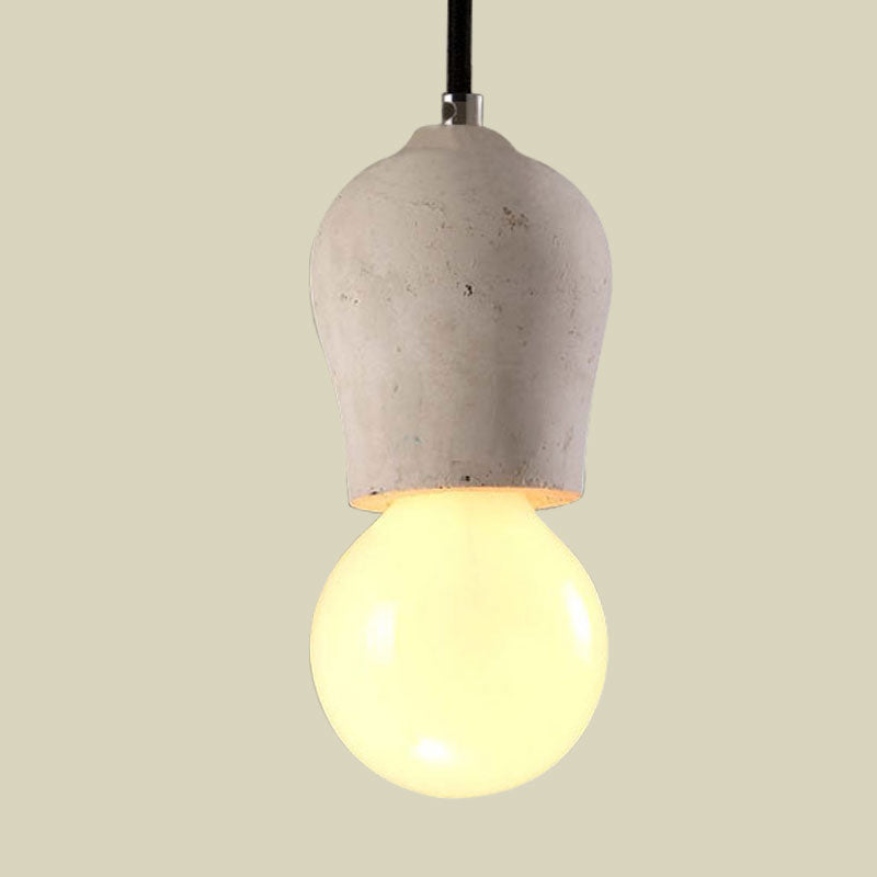 Cement Open Bulb Hanging Lamp 1 Light Minimalist Style Mini Pendant Light for Cafe Restaurant Clearhalo 'Ceiling Lights' 'Modern Pendants' 'Modern' 'Pendant Lights' 'Pendants' Lighting' 1127619