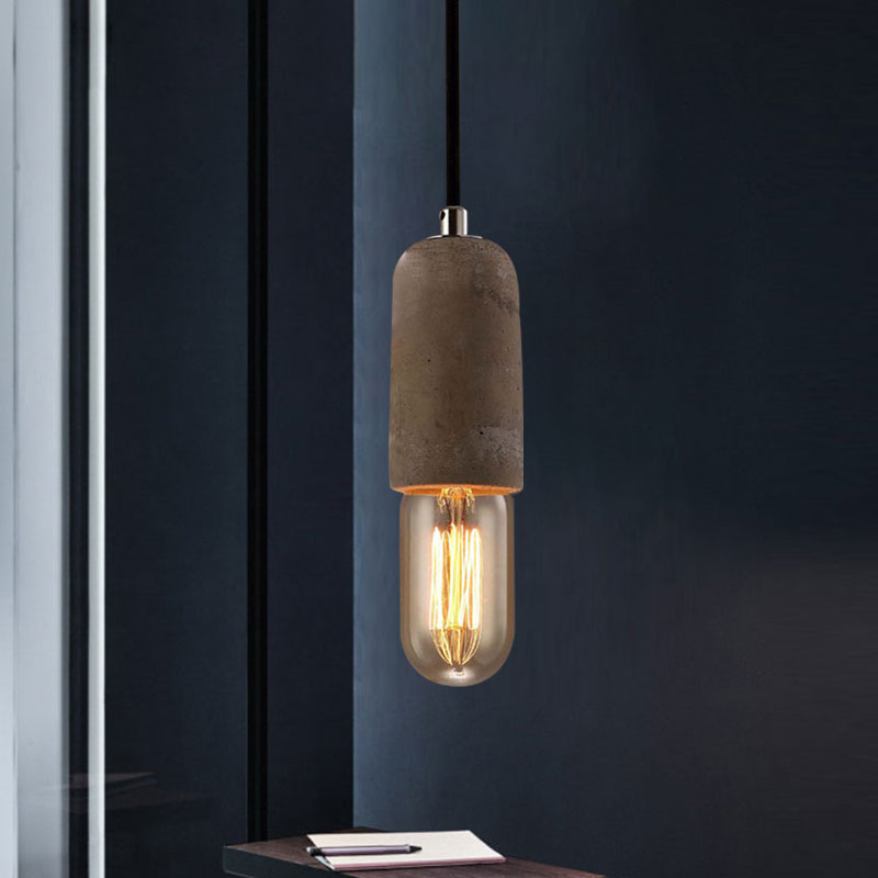 Cement Open Bulb Hanging Lamp 1 Light Minimalist Style Mini Pendant Light for Cafe Restaurant Clearhalo 'Ceiling Lights' 'Modern Pendants' 'Modern' 'Pendant Lights' 'Pendants' Lighting' 1127622