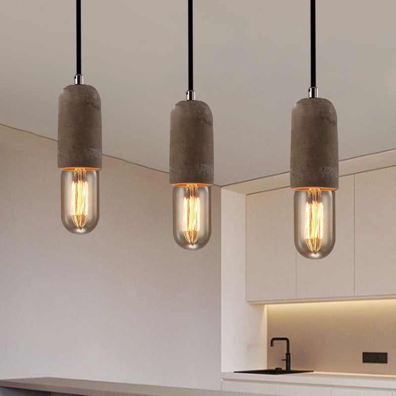 Cement Open Bulb Hanging Lamp 1 Light Minimalist Style Mini Pendant Light for Cafe Restaurant Clearhalo 'Ceiling Lights' 'Modern Pendants' 'Modern' 'Pendant Lights' 'Pendants' Lighting' 1127623