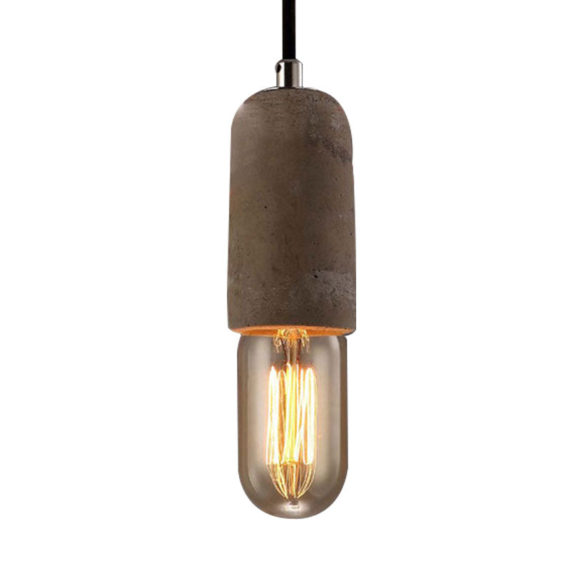 Cement Open Bulb Hanging Lamp 1 Light Minimalist Style Mini Pendant Light for Cafe Restaurant Clearhalo 'Ceiling Lights' 'Modern Pendants' 'Modern' 'Pendant Lights' 'Pendants' Lighting' 1127624