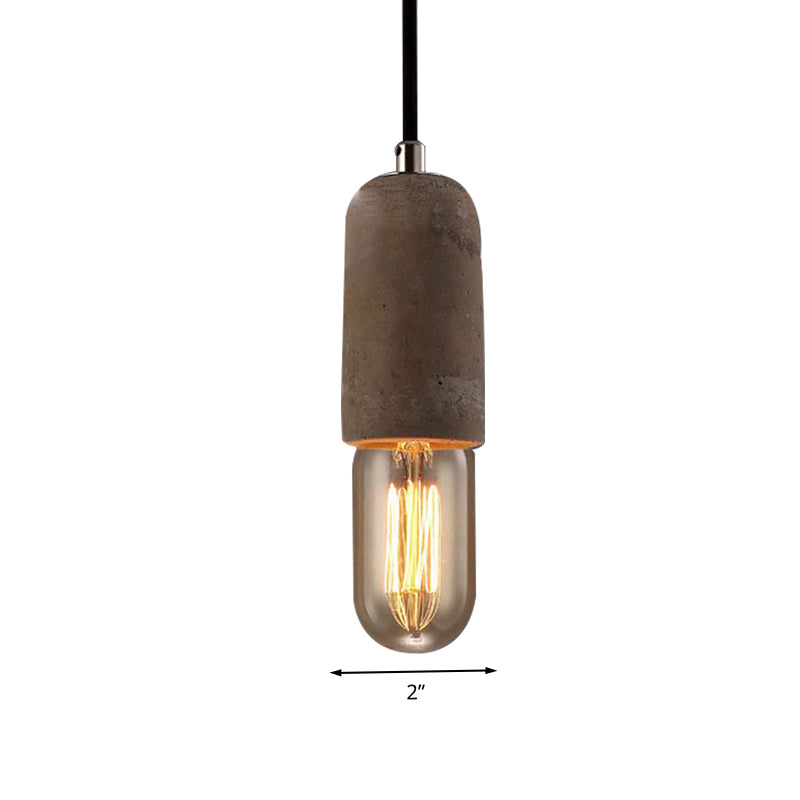 Cement Open Bulb Hanging Lamp 1 Light Minimalist Style Mini Pendant Light for Cafe Restaurant Clearhalo 'Ceiling Lights' 'Modern Pendants' 'Modern' 'Pendant Lights' 'Pendants' Lighting' 1127625