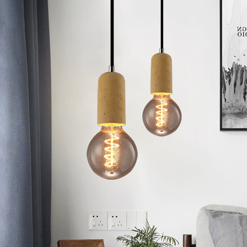 Cement Open Bulb Hanging Lamp 1 Light Minimalist Style Mini Pendant Light for Cafe Restaurant Clearhalo 'Ceiling Lights' 'Modern Pendants' 'Modern' 'Pendant Lights' 'Pendants' Lighting' 1127627