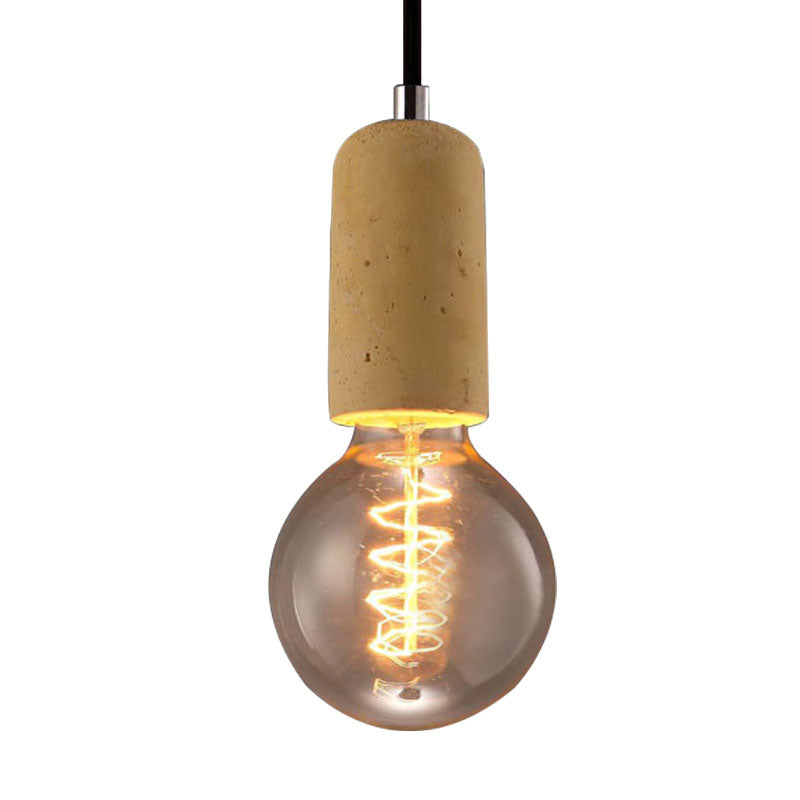 Cement Open Bulb Hanging Lamp 1 Light Minimalist Style Mini Pendant Light for Cafe Restaurant Clearhalo 'Ceiling Lights' 'Modern Pendants' 'Modern' 'Pendant Lights' 'Pendants' Lighting' 1127628