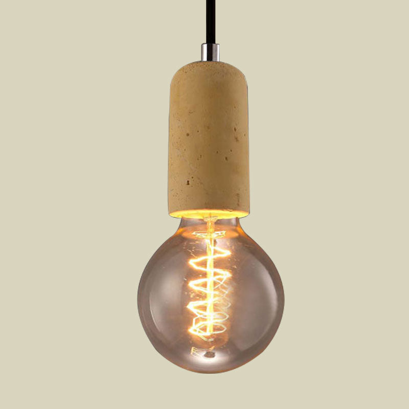 Cement Open Bulb Hanging Lamp 1 Light Minimalist Style Mini Pendant Light for Cafe Restaurant Clearhalo 'Ceiling Lights' 'Modern Pendants' 'Modern' 'Pendant Lights' 'Pendants' Lighting' 1127629