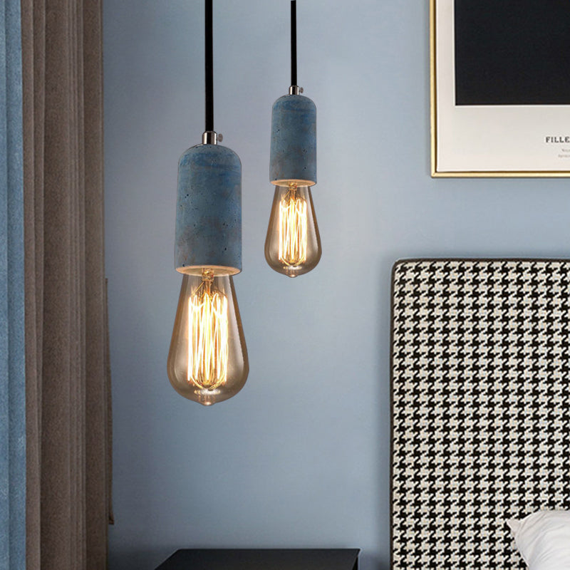 Cement Open Bulb Hanging Lamp 1 Light Minimalist Style Mini Pendant Light for Cafe Restaurant Clearhalo 'Ceiling Lights' 'Modern Pendants' 'Modern' 'Pendant Lights' 'Pendants' Lighting' 1127633