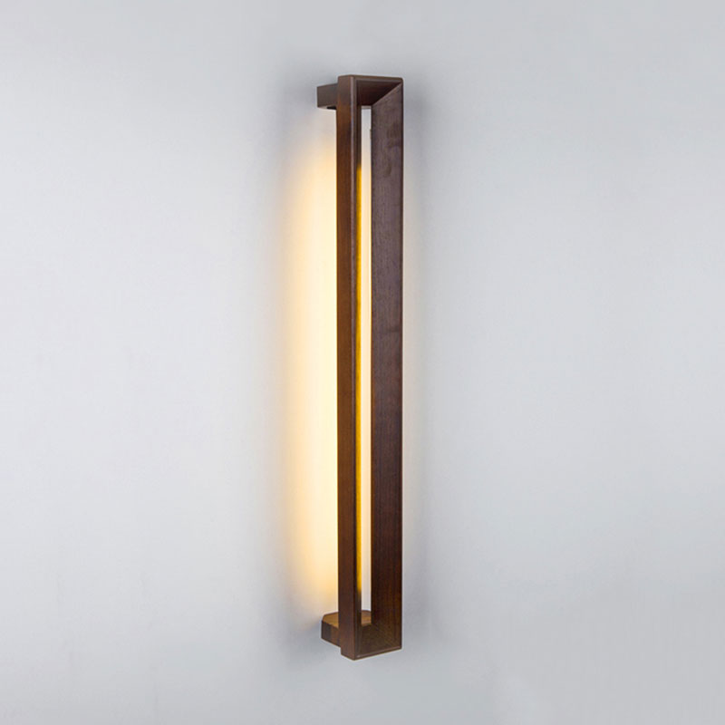 Asian Stylish Linear Wall Sconce Wooden LED Wall Lighting in Dark Brown for Study Room Bathroom Clearhalo 'Modern wall lights' 'Modern' 'Wall Lamps & Sconces' 'Wall Lights' Lighting' 1127685