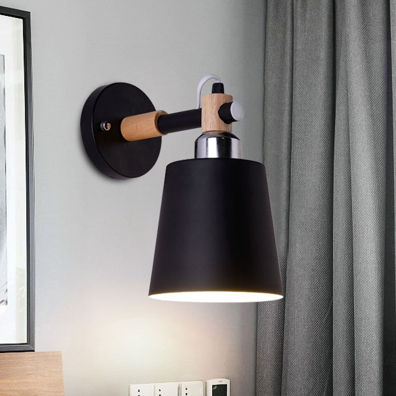 Nordic Style Monochrome Wall Lighting Rotatable Empire Shade 1 Light Metallic Wall Lamp for Stair Black Clearhalo 'Cast Iron' 'Glass' 'Industrial' 'Modern wall lights' 'Modern' 'Tiffany' 'Traditional wall lights' 'Wall Lamps & Sconces' 'Wall Lights' Lighting' 1127687