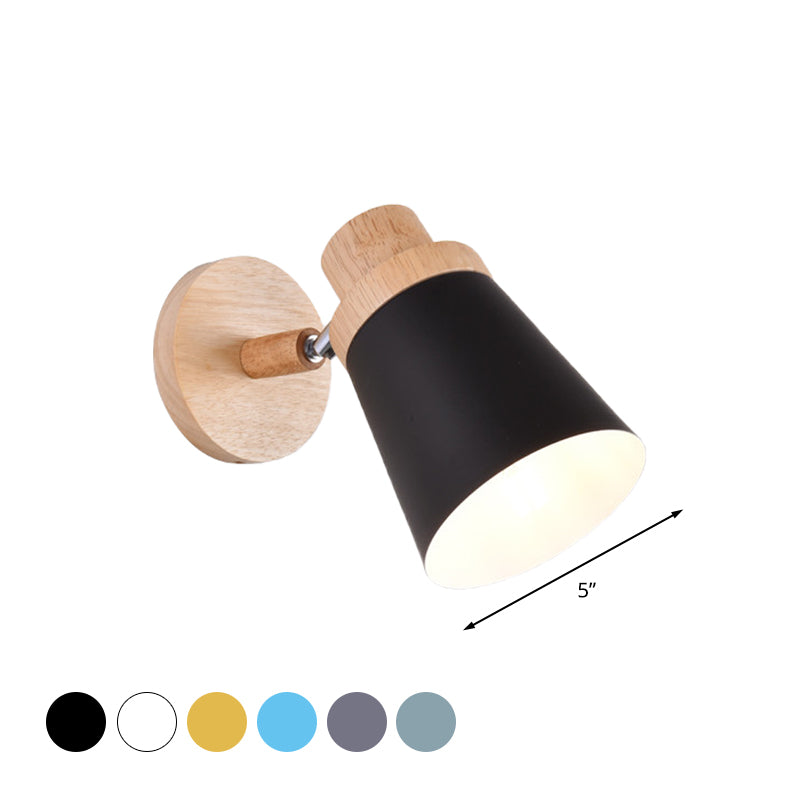 Coolie Shade Baby Room Wall Light Rotatable Metal One Bulb Nordic Style Wall Lamp Clearhalo 'Cast Iron' 'Glass' 'Industrial' 'Modern wall lights' 'Modern' 'Tiffany' 'Traditional wall lights' 'Wall Lamps & Sconces' 'Wall Lights' Lighting' 1127700