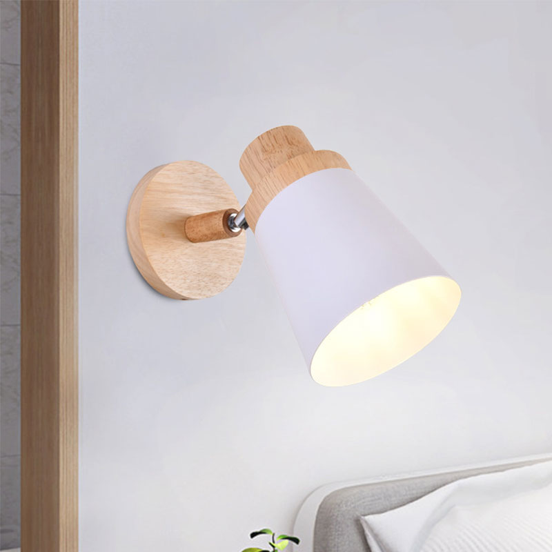 Coolie Shade Baby Room Wall Light Rotatable Metal One Bulb Nordic Style Wall Lamp White Clearhalo 'Cast Iron' 'Glass' 'Industrial' 'Modern wall lights' 'Modern' 'Tiffany' 'Traditional wall lights' 'Wall Lamps & Sconces' 'Wall Lights' Lighting' 1127701
