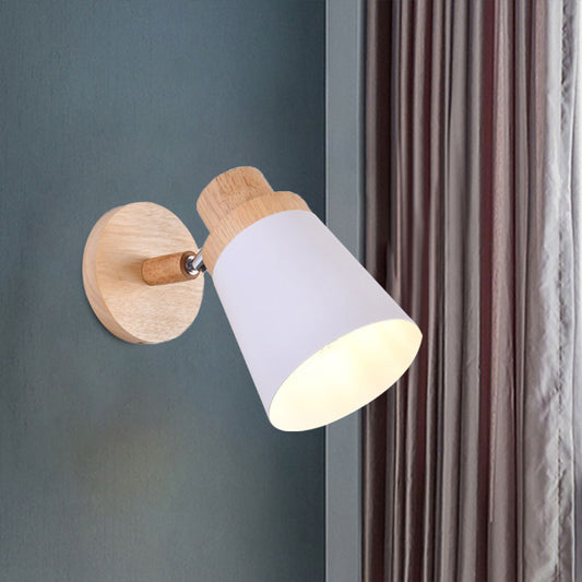 Coolie Shade Baby Room Wall Light Rotatable Metal One Bulb Nordic Style Wall Lamp Clearhalo 'Cast Iron' 'Glass' 'Industrial' 'Modern wall lights' 'Modern' 'Tiffany' 'Traditional wall lights' 'Wall Lamps & Sconces' 'Wall Lights' Lighting' 1127702