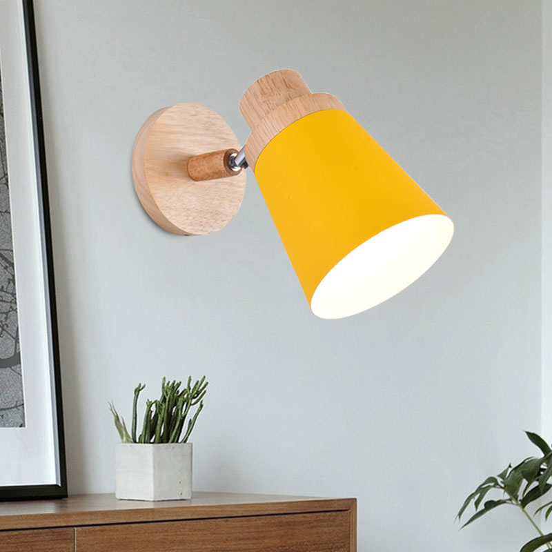 Coolie Shade Baby Room Wall Light Rotatable Metal One Bulb Nordic Style Wall Lamp Clearhalo 'Cast Iron' 'Glass' 'Industrial' 'Modern wall lights' 'Modern' 'Tiffany' 'Traditional wall lights' 'Wall Lamps & Sconces' 'Wall Lights' Lighting' 1127707