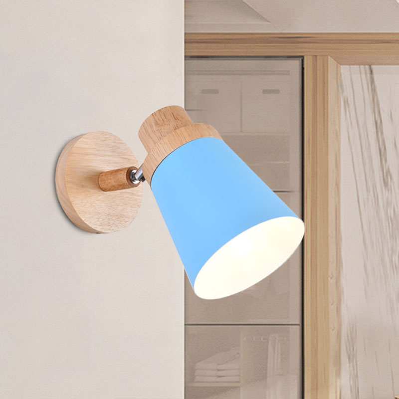 Coolie Shade Baby Room Wall Light Rotatable Metal One Bulb Nordic Style Wall Lamp Clearhalo 'Cast Iron' 'Glass' 'Industrial' 'Modern wall lights' 'Modern' 'Tiffany' 'Traditional wall lights' 'Wall Lamps & Sconces' 'Wall Lights' Lighting' 1127710