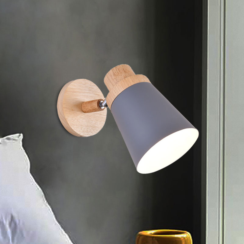 Coolie Shade Baby Room Wall Light Rotatable Metal One Bulb Nordic Style Wall Lamp Clearhalo 'Cast Iron' 'Glass' 'Industrial' 'Modern wall lights' 'Modern' 'Tiffany' 'Traditional wall lights' 'Wall Lamps & Sconces' 'Wall Lights' Lighting' 1127714