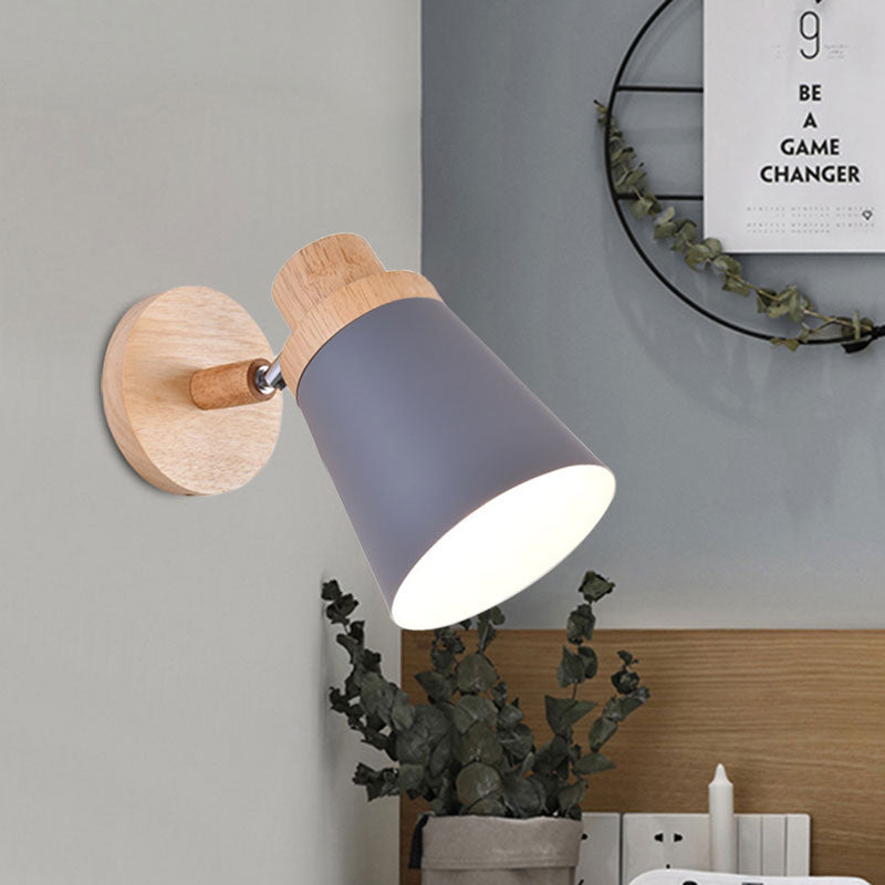 Coolie Shade Baby Room Wall Light Rotatable Metal One Bulb Nordic Style Wall Lamp Clearhalo 'Cast Iron' 'Glass' 'Industrial' 'Modern wall lights' 'Modern' 'Tiffany' 'Traditional wall lights' 'Wall Lamps & Sconces' 'Wall Lights' Lighting' 1127715