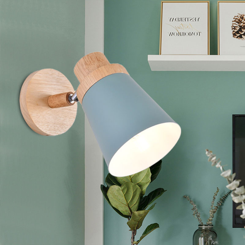 Coolie Shade Baby Room Wall Light Rotatable Metal One Bulb Nordic Style Wall Lamp Green Clearhalo 'Cast Iron' 'Glass' 'Industrial' 'Modern wall lights' 'Modern' 'Tiffany' 'Traditional wall lights' 'Wall Lamps & Sconces' 'Wall Lights' Lighting' 1127717