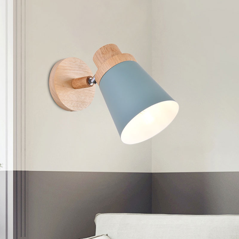 Coolie Shade Baby Room Wall Light Rotatable Metal One Bulb Nordic Style Wall Lamp Clearhalo 'Cast Iron' 'Glass' 'Industrial' 'Modern wall lights' 'Modern' 'Tiffany' 'Traditional wall lights' 'Wall Lamps & Sconces' 'Wall Lights' Lighting' 1127718
