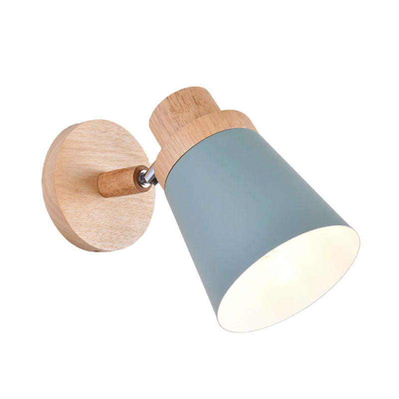 Coolie Shade Baby Room Wall Light Rotatable Metal One Bulb Nordic Style Wall Lamp Clearhalo 'Cast Iron' 'Glass' 'Industrial' 'Modern wall lights' 'Modern' 'Tiffany' 'Traditional wall lights' 'Wall Lamps & Sconces' 'Wall Lights' Lighting' 1127719