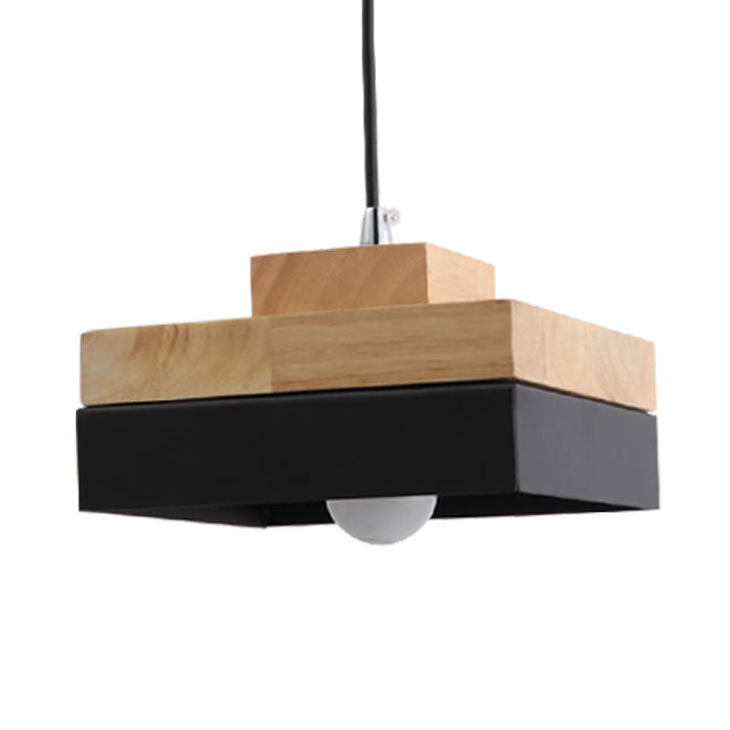 Macaron Loft Round/Square Pendant Lighting Single Light Wood Pendant Lamp for Dining Room Bookstore Clearhalo 'Ceiling Lights' 'Modern Pendants' 'Modern' 'Pendant Lights' 'Pendants' Lighting' 1127747