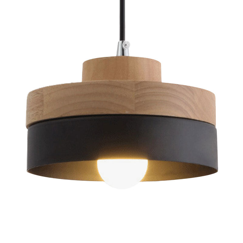 Macaron Loft Round/Square Pendant Lighting Single Light Wood Pendant Lamp for Dining Room Bookstore Clearhalo 'Ceiling Lights' 'Modern Pendants' 'Modern' 'Pendant Lights' 'Pendants' Lighting' 1127756