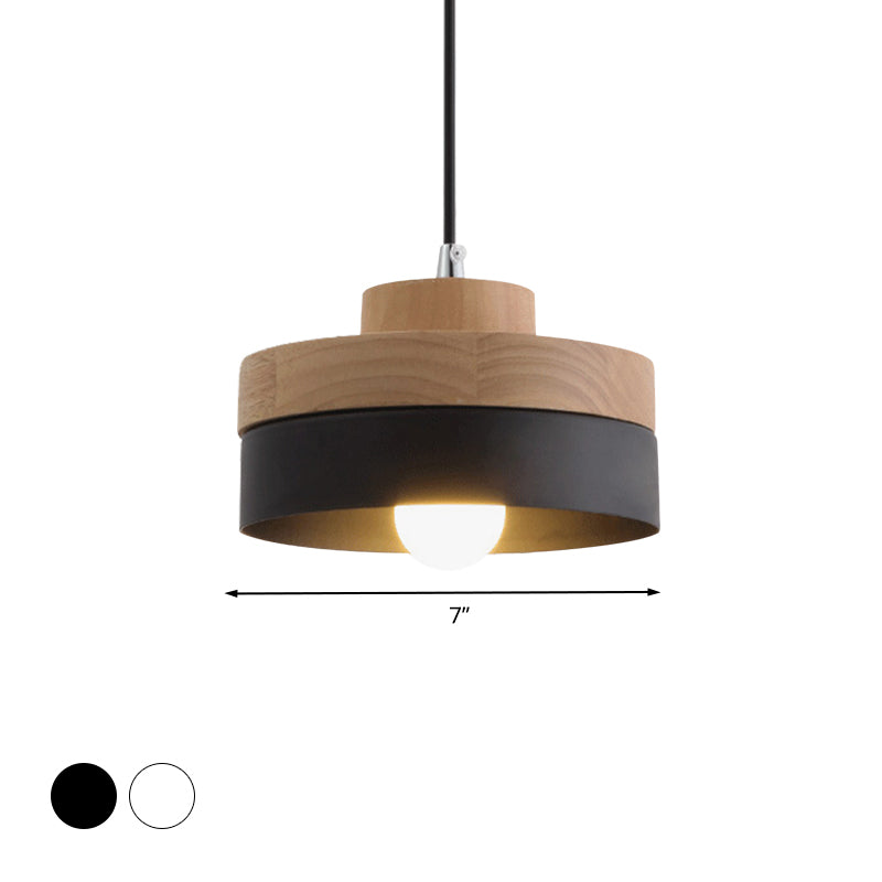 Macaron Loft Round/Square Pendant Lighting Single Light Wood Pendant Lamp for Dining Room Bookstore Clearhalo 'Ceiling Lights' 'Modern Pendants' 'Modern' 'Pendant Lights' 'Pendants' Lighting' 1127757