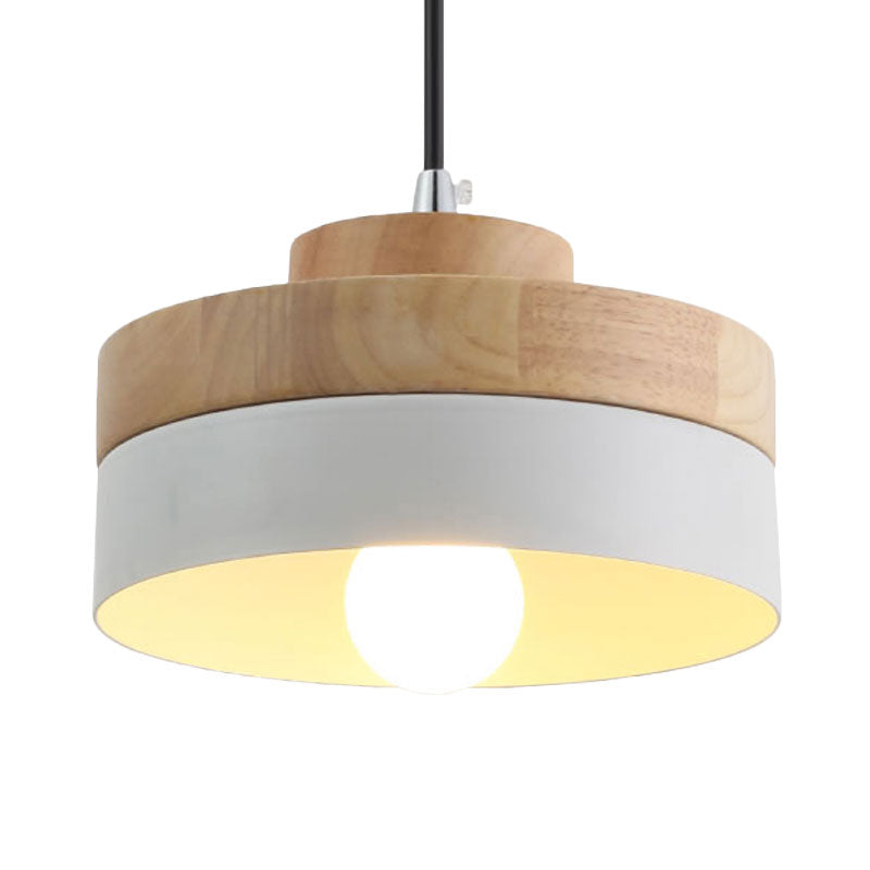 Macaron Loft Round/Square Pendant Lighting Single Light Wood Pendant Lamp for Dining Room Bookstore Clearhalo 'Ceiling Lights' 'Modern Pendants' 'Modern' 'Pendant Lights' 'Pendants' Lighting' 1127760