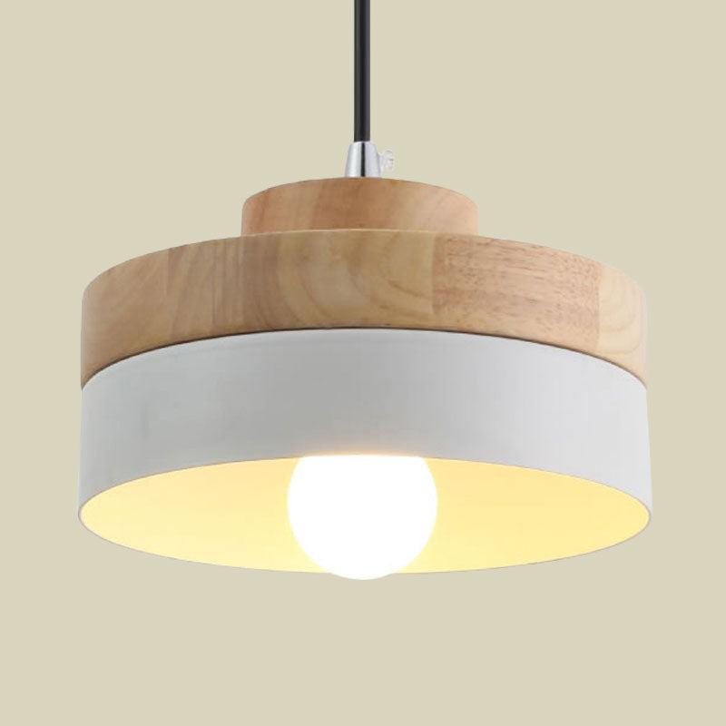 Macaron Loft Round/Square Pendant Lighting Single Light Wood Pendant Lamp for Dining Room Bookstore Clearhalo 'Ceiling Lights' 'Modern Pendants' 'Modern' 'Pendant Lights' 'Pendants' Lighting' 1127761