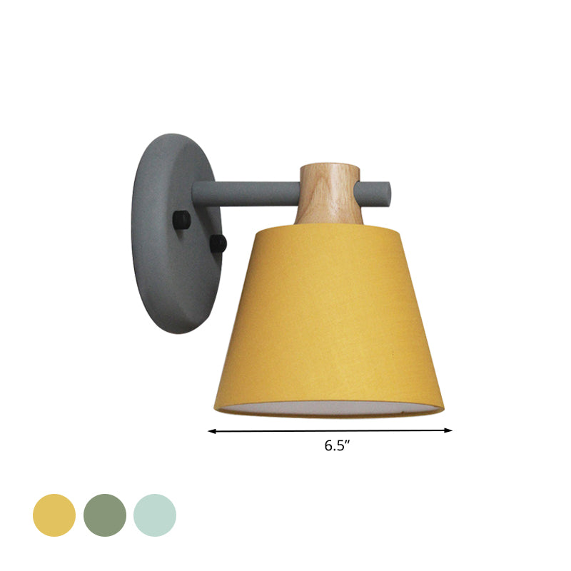 Nordic Stylish Bucket Wall Lamp Rotatable 1 Light Fabric Wall Lighting for Child Bedroom Stair Clearhalo 'Modern wall lights' 'Modern' 'Wall Lamps & Sconces' 'Wall Lights' Lighting' 1127766