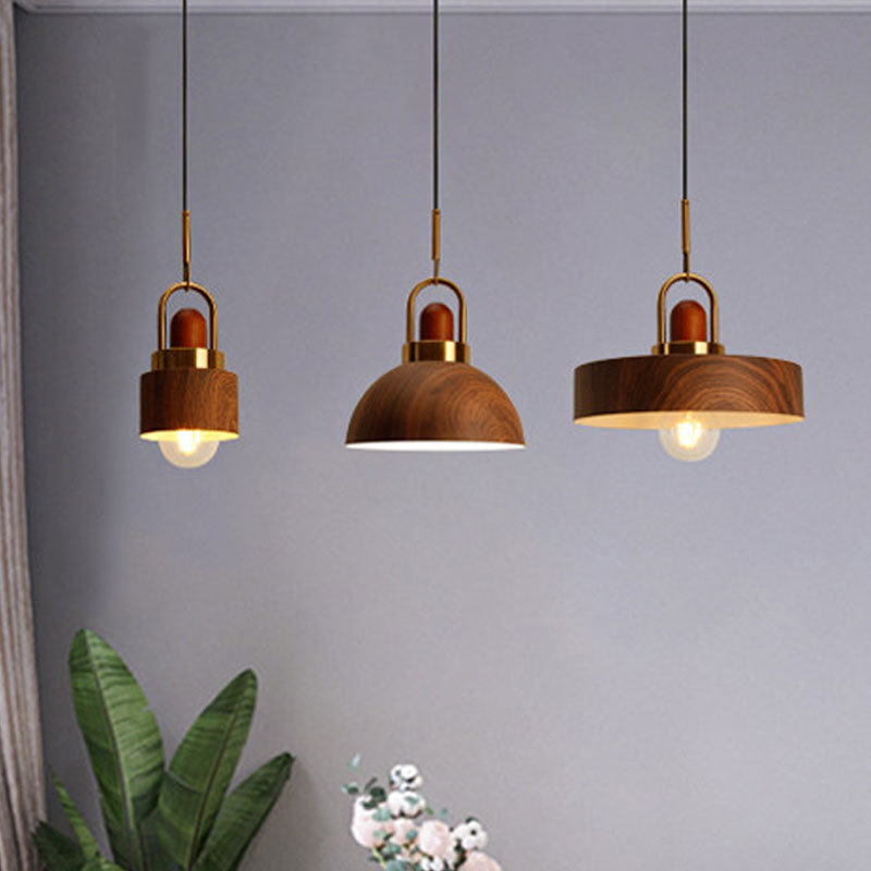 Rustic Style Hanging Light Wood Single Light Brown Pendant Lamp for Living Room Kitchen Clearhalo 'Ceiling Lights' 'Modern Pendants' 'Modern' 'Pendant Lights' 'Pendants' Lighting' 1127780