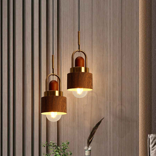 Rustic Style Hanging Light Wood Single Light Brown Pendant Lamp for Living Room Kitchen Clearhalo 'Ceiling Lights' 'Modern Pendants' 'Modern' 'Pendant Lights' 'Pendants' Lighting' 1127782