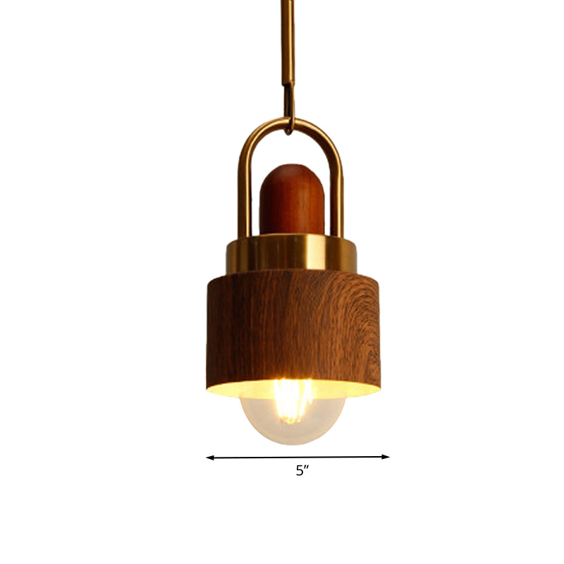 Rustic Style Hanging Light Wood Single Light Brown Pendant Lamp for Living Room Kitchen Clearhalo 'Ceiling Lights' 'Modern Pendants' 'Modern' 'Pendant Lights' 'Pendants' Lighting' 1127784