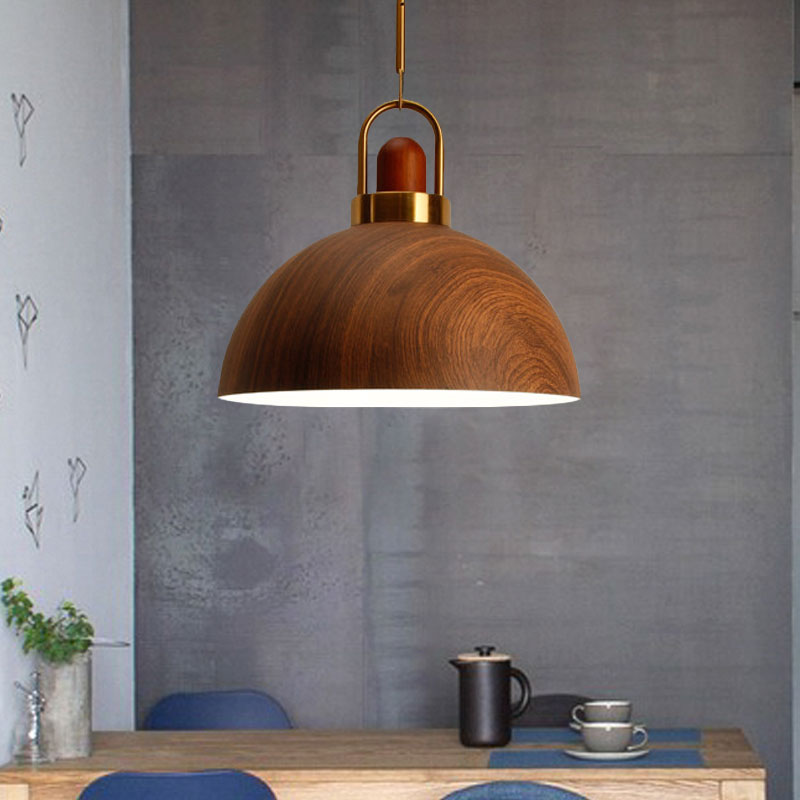 Rustic Style Hanging Light Wood Single Light Brown Pendant Lamp for Living Room Kitchen Brown 10" Clearhalo 'Ceiling Lights' 'Modern Pendants' 'Modern' 'Pendant Lights' 'Pendants' Lighting' 1127785